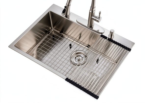 BoomHoze Brushed Nickel Kitchen Sink Stainless Steel Modern-0