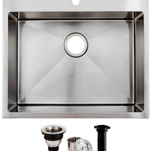 SHACO 25x22 Drop In Sink Stainless Steel Brushed Nickel-0
