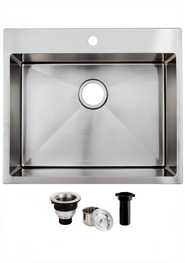 SHACO 25x22 Drop In Sink Stainless Steel Brushed Nickel-0